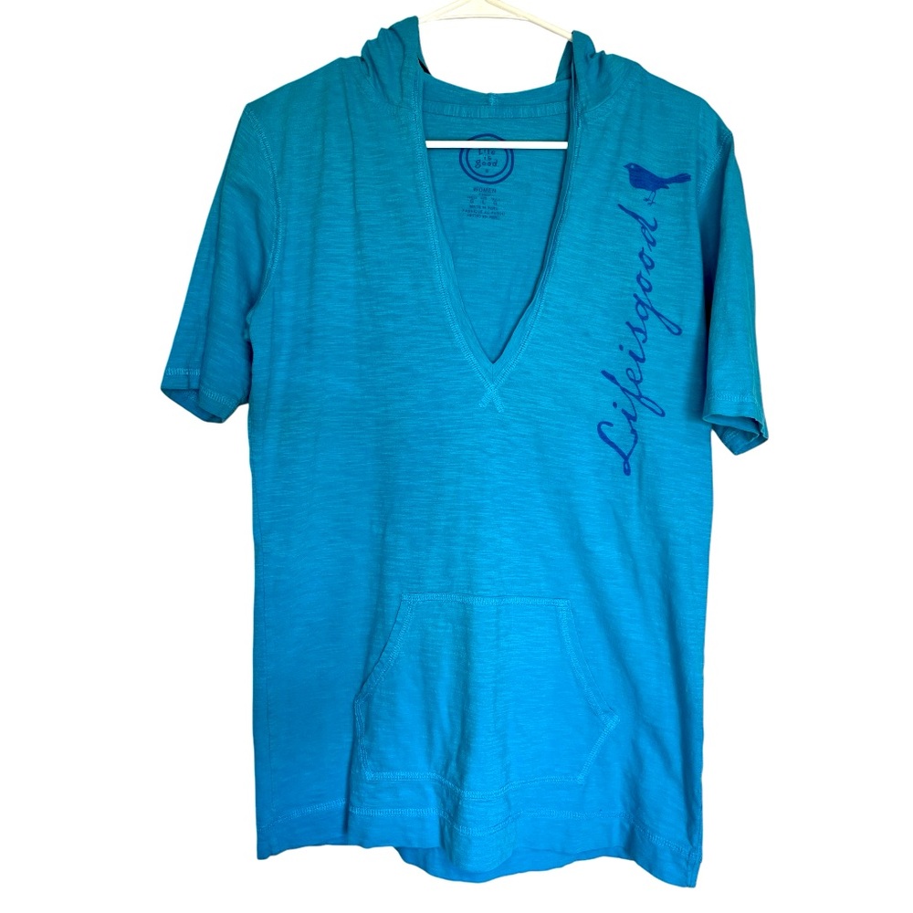 Life Is Good Teal Short Sleeve Hoodie